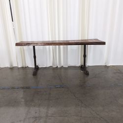 Rustic Live Edge Wood Industrial Pipe Console Table