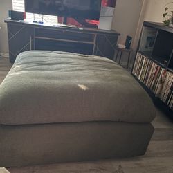 Green Fabric 43" Oversized Square Ottoman