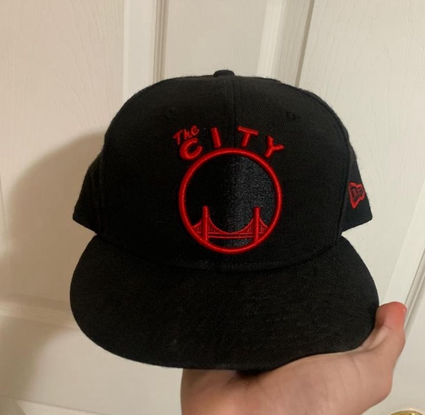 Golden State Warriors 59Fifty New Era Fitted Hat- Black And Red