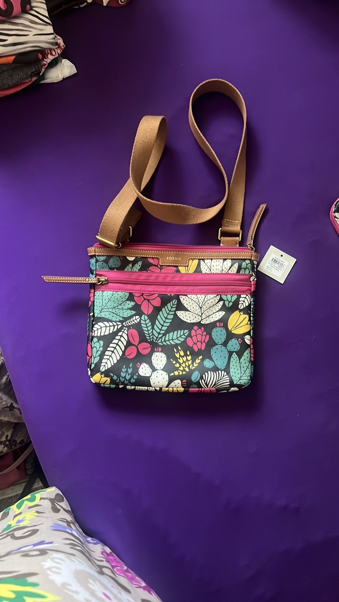 Fossil Multicolor Floral Crossbody Bag