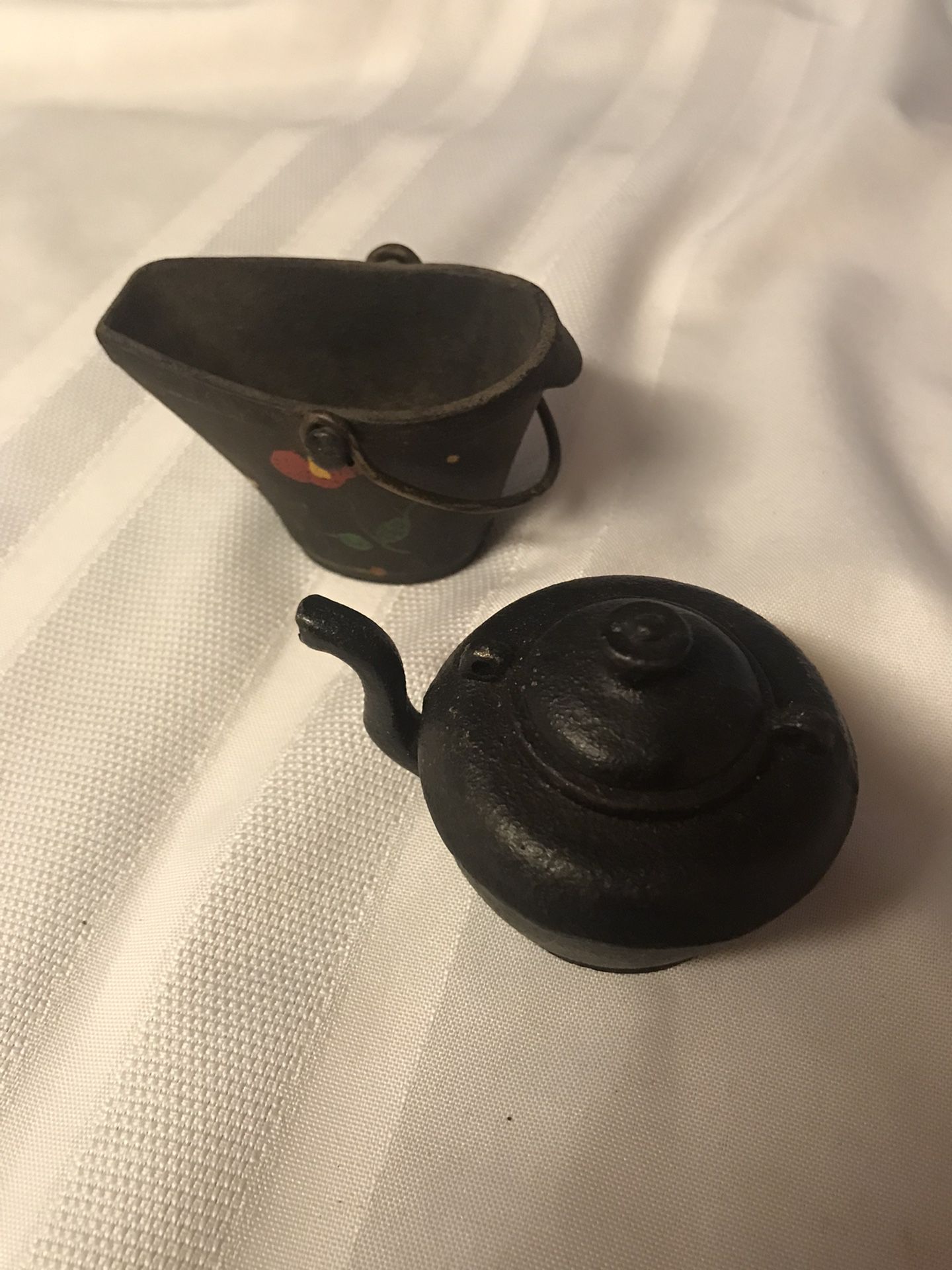 Cast Iron Coal Miniature Bucket Toy /  Tea Kettle