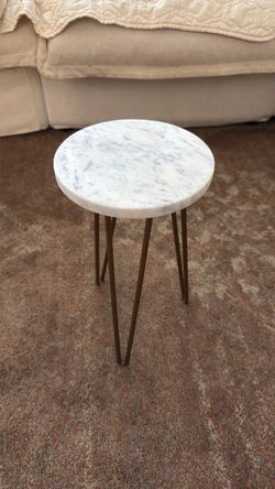 Round Marble-Top Side Table