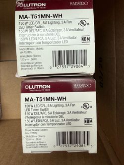 2x Lutron Maestro MA-T51MN-WH LED/Fan Countdown Timer Switches