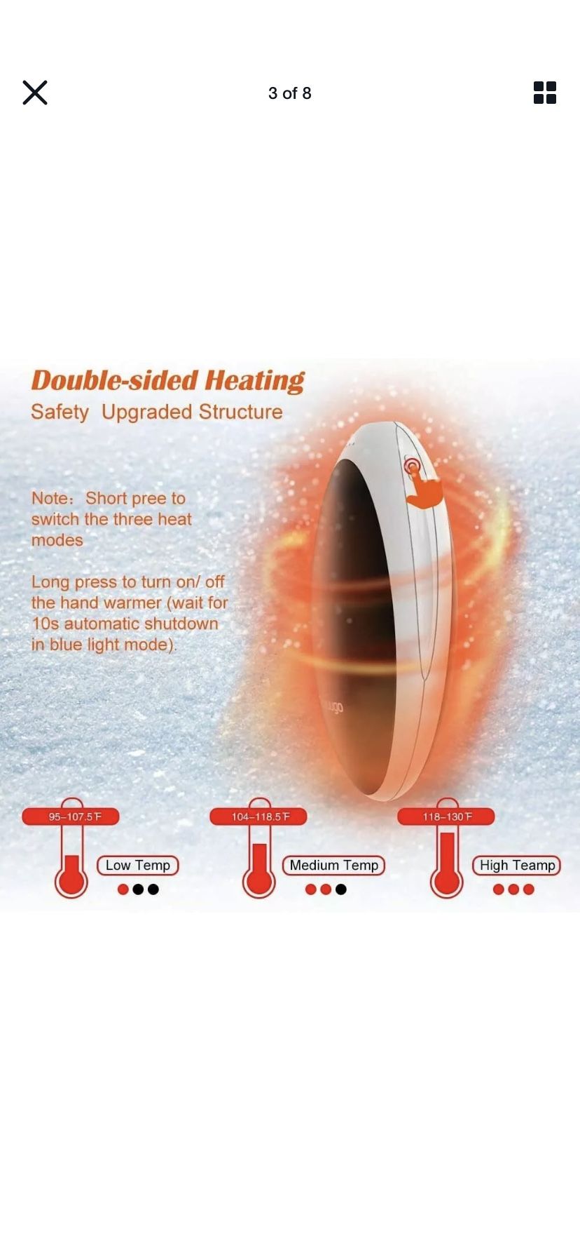 Rechargeable Hand Warmers Power Bank 5200mAh Electric Portable Pocket Hothands