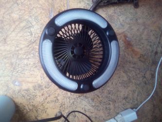 Small Round Desktop Fan with LED Lights