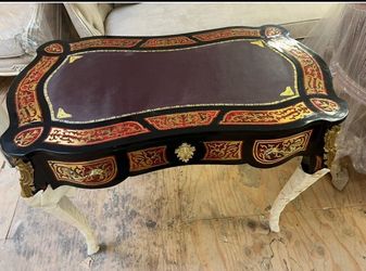 Boulle Writing Desk LOOK UP A French-style writing desk with Boulle inlay and bronze mounts. TIME PERIOD 19th-20th Century ORIGIN French style ESTIMAT