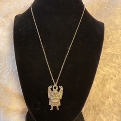 Silver Tone Necklace With Pewter Buddha Pendant 