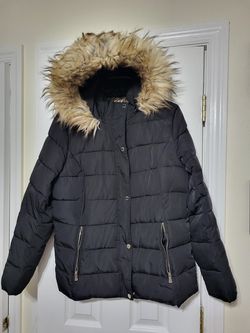 Calvin Klein Black Puffer Parka Coat Large – Removable Hood