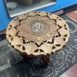 1970 India Hand Carved Teak Table SMALL!!