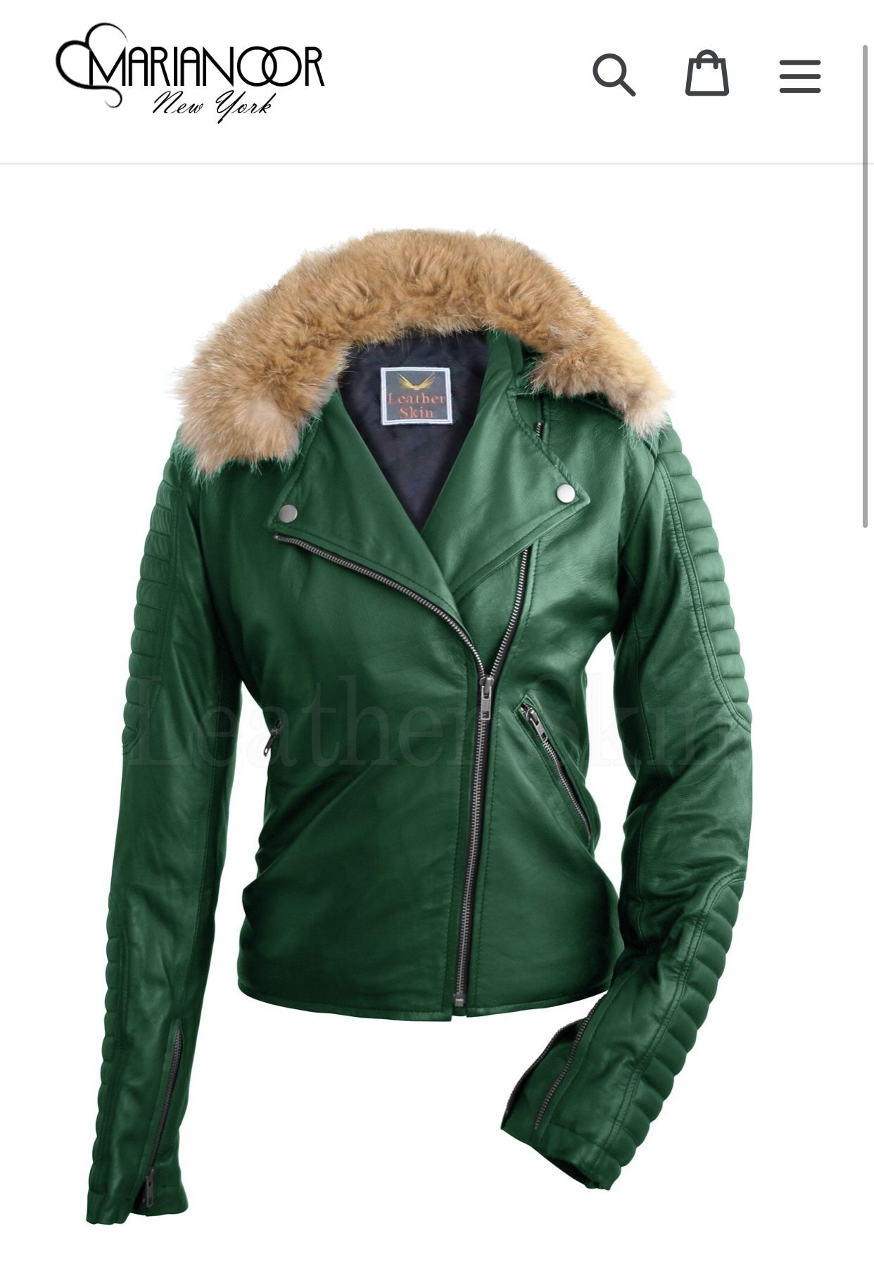 Women Green Fox Biker Leather Jacket