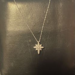 14k White Gold North Star Necklace 