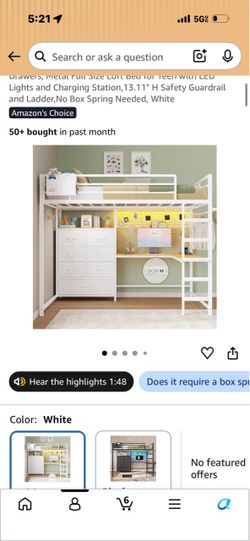 FULL LOFT BED WITH DESK AND LED!!