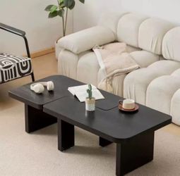Coffee Table Set of 2, Interlocking L-Shaped Coffee Tables for Living Room