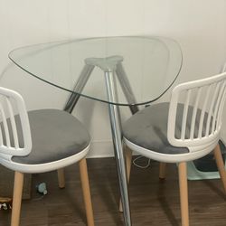 Glass Dining Table with Two Chairs 
