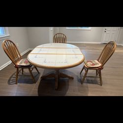 Vintage Tile Top Extendable Dining or Kitchen Table 