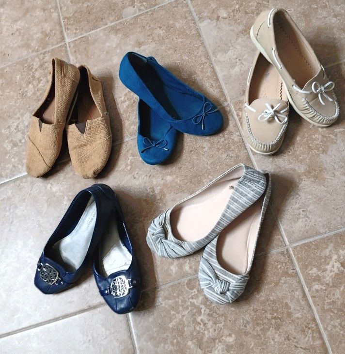 Women's Shoe Bundle 5 Pair of Slip-On Loafers & Flats 8½