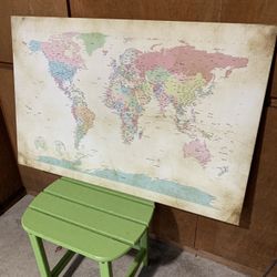 World Cities Map Canvas Print Large 40” X 26”