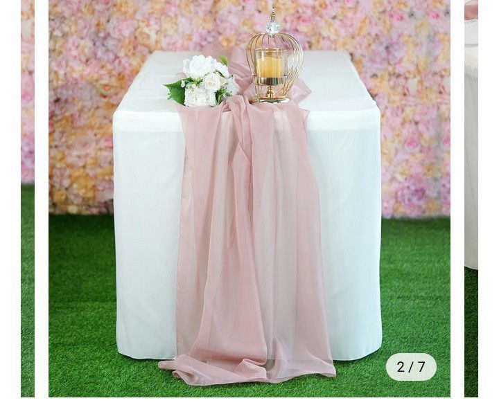 BEAUTIFUL HIGH QUALITY CHIFFON FABRIC TABLE RUNNERS (6Ft Length/1.8Ft Wide)