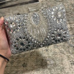 Silver Rhinestone Clutch 