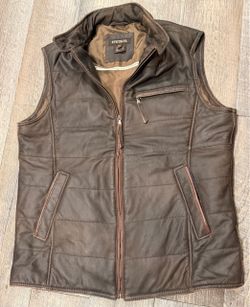 STETSON Brown Leather Puffer Vest size Medium