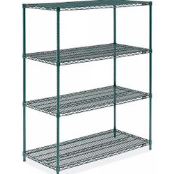 (2) Like New Restaurant Green Wire Shelving Unit