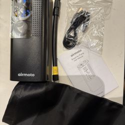 Airmoto Tire Inflator Portable Air Compressor - Air Pump For Car Tires with Digital Pressure Gauge, LED Light and Auto Shut-Off Function - Cordless Pu