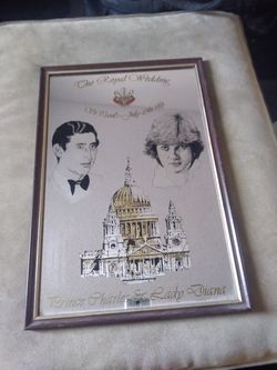 Artwork..Royal wedding..princess Diana.. On mirror.