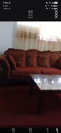 3 seater sofa maroon red gold loveseat couch
