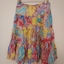Lauren Ralph Lauren Women's Maxi Skirt Paisley BOHO Cotton Size Petite Medium