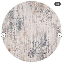 đŠđŠR60#17-R50#102 $65 Safavieh Invista INV432A 6'7" Round Cream and Grey Area Rug