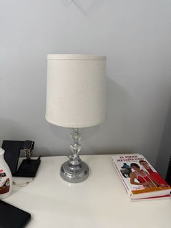 Table Lamp with Chrome Base and Linen Shade set of 2