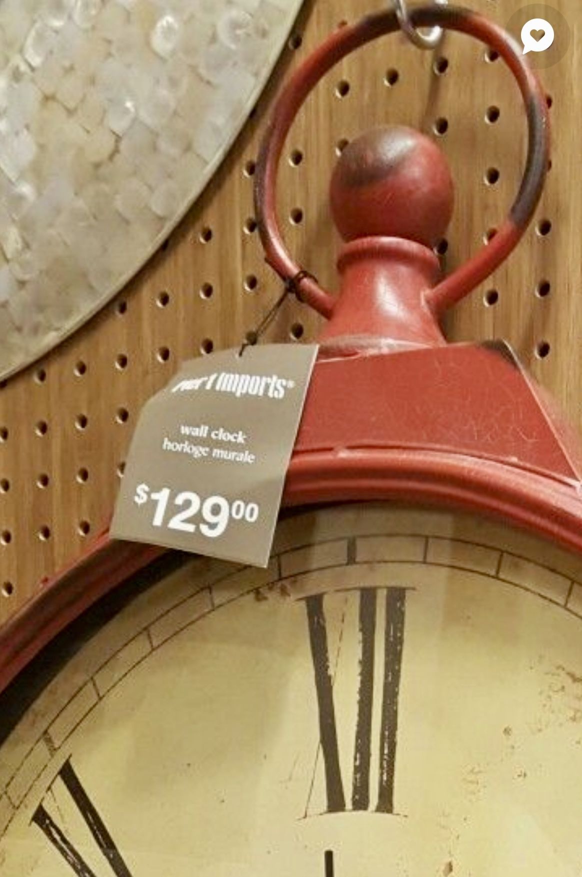 Pier 1 Large Vintage Red Clock