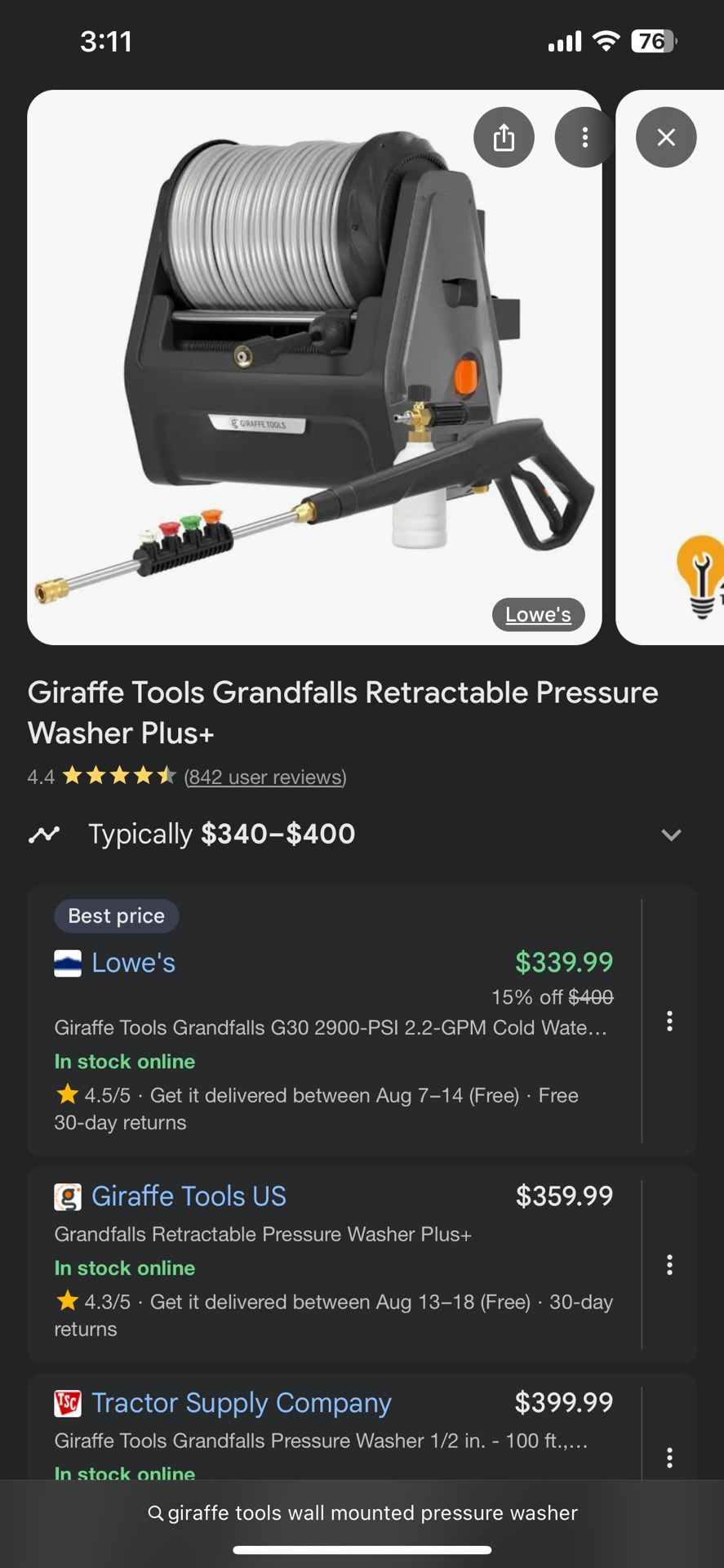 Wall Mounted Retractable Pressure Washer