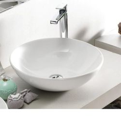 Round White Ceramic Vessel Sink