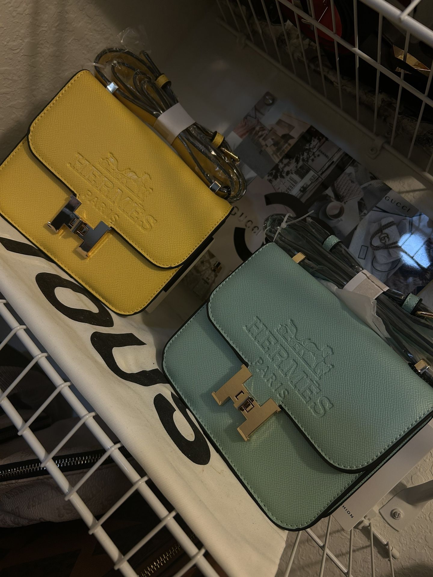 hermes paris women’s bag blue and yellow