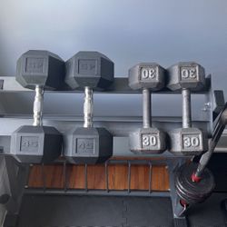 30lb Dumbells & Rack