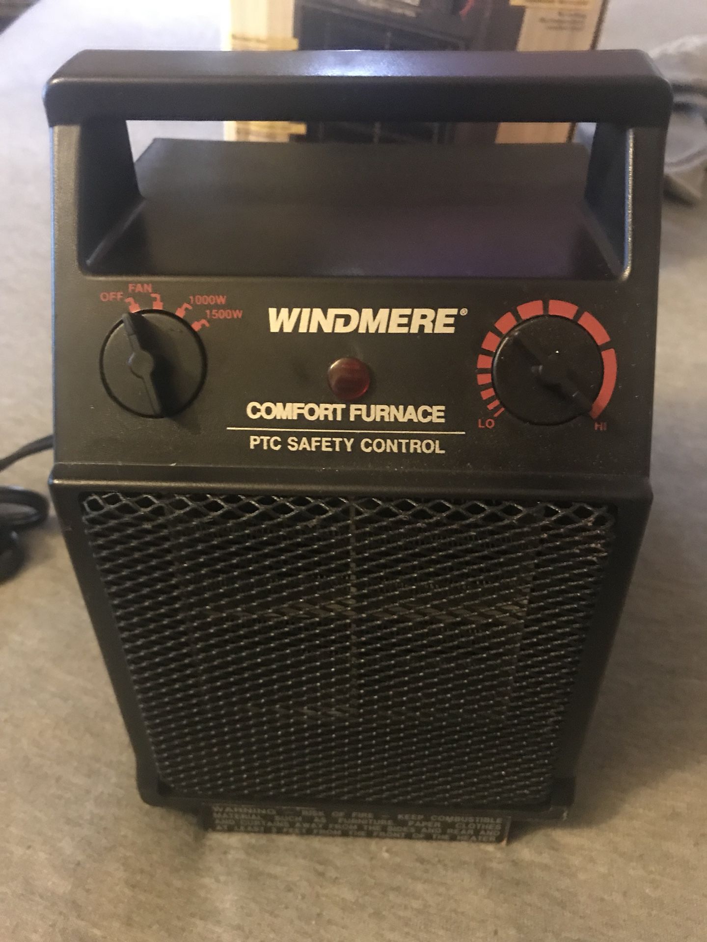 Windmere Comfort Furnace 1500W Electric Space Heater Model 3180 for Sale in  Tucson, AZ - OfferUp