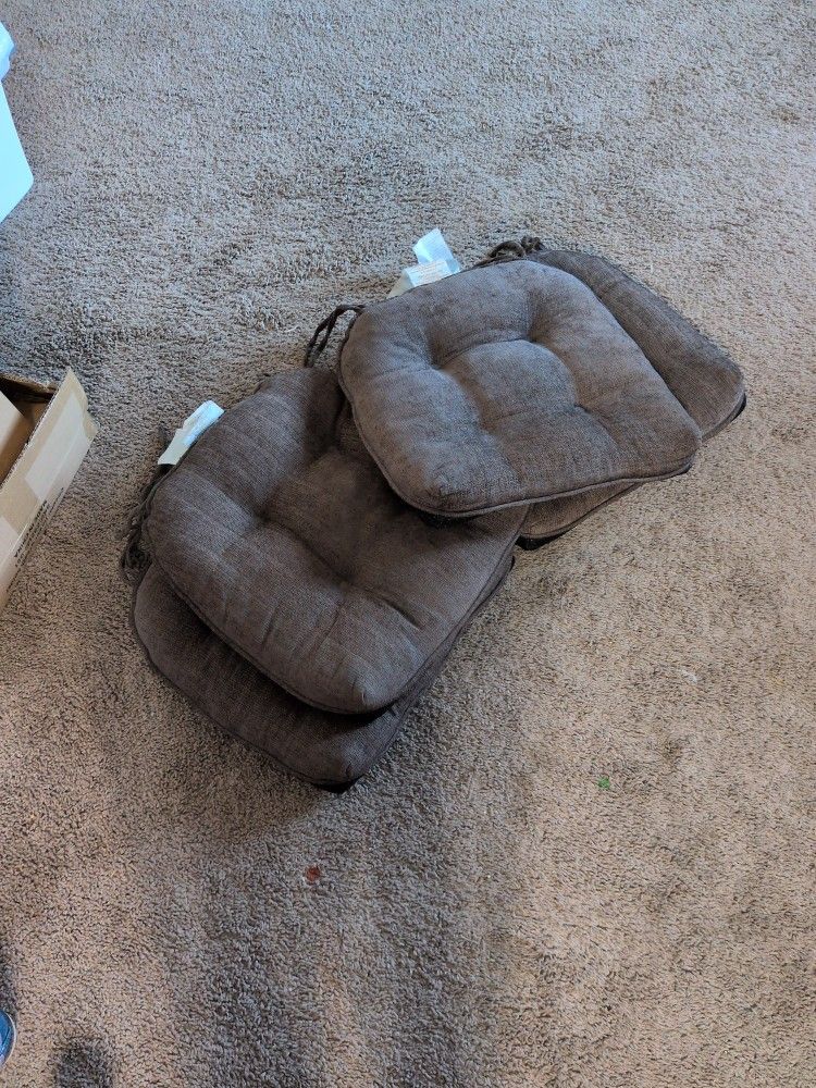 4 Chocolate Brown Chair Cushions.