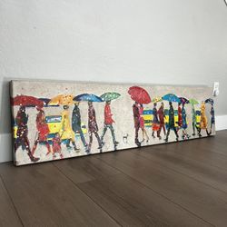 63x16 LARGE “Umbrellas” Colorful Textured Canvas Wall Art by Schuller- Artwork from Spain