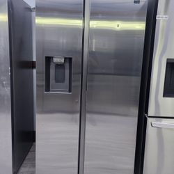 NEW SIDE BY SIDE SAMSUNG  REFRIGERATOR WITH WATER AND ICE DISPENSER  1 YEAR WARRANTY /1 AÑO DE GARANTIA POR ESCRITO 