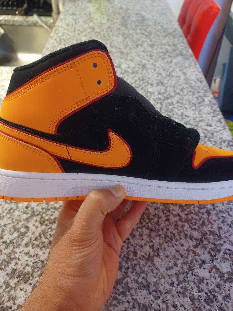 Air Jordan 1 Mid. Black/Vivid Orange. Size 10. Brand New!