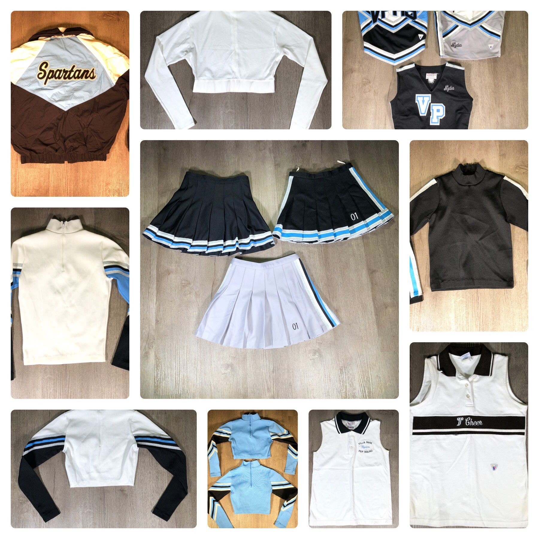 cheerleading uniform vintage lot Bundle Villa Park High School Cheer Lead Skirt Jacket Sweater Polo