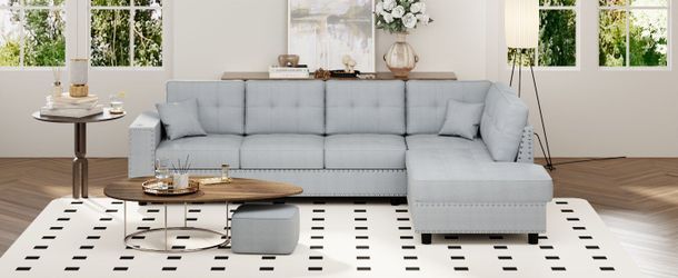 U_Style 109.2''L-shaped Modular Sectional Sofa with Removable Back Cushions and 2 Pillows, Suitable for Living rooms, Offices, and Apartments