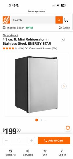 Shop Vissani 4.3 cu. ft. Mini Refrigerator in Stainless Steel, ENERGY STAR