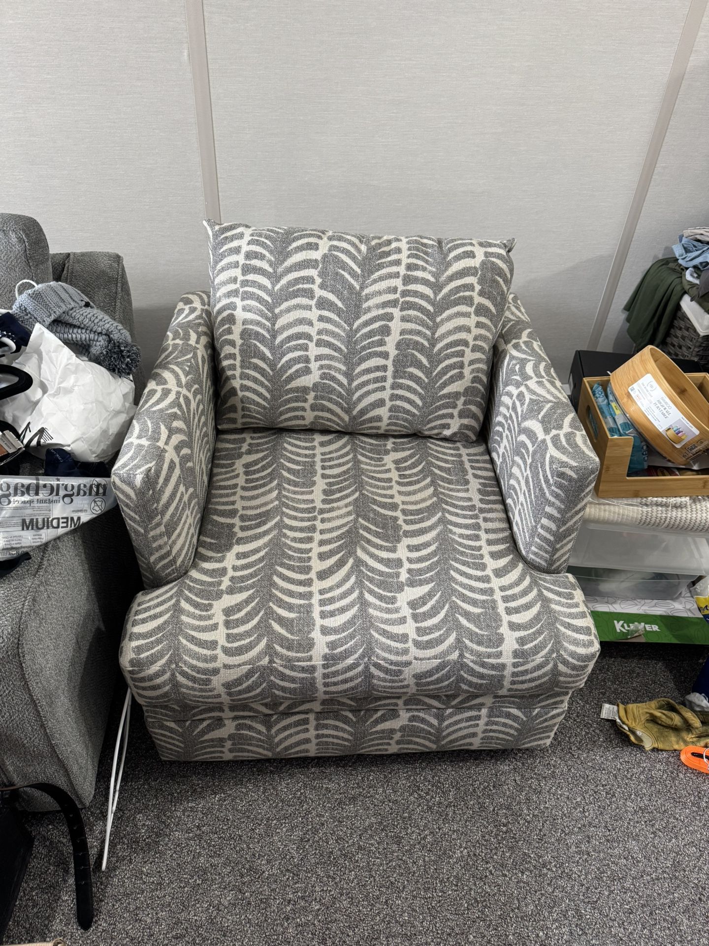 Patterned Swivel Arm Chair. New.