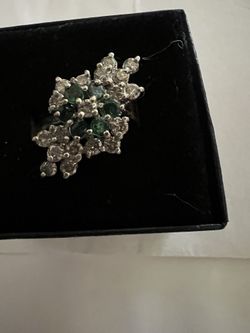 14K Yellow Gold Ring W/ Emeralds And Diamonds