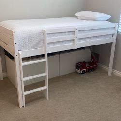 Space Saver White Twin Bunk Bed Never Used With Mattress 