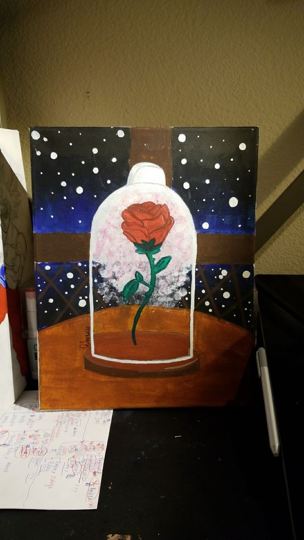 Beauty And The Beast Enchanted Rose Handmade Acrylic Painting For Sale In Fontana Ca Offerup
