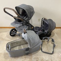 Nuna Mixx Stroller With Car Seat And Bassinet grey