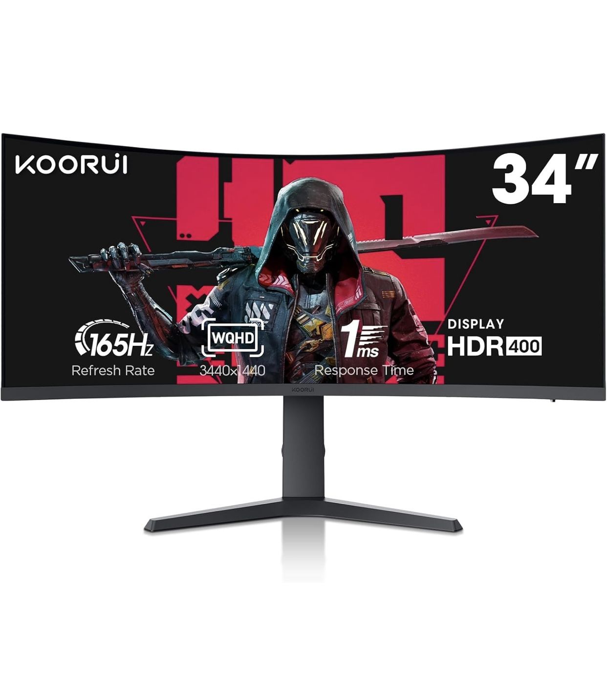Premium Curved Ultrawide WQHD Monitor 34" 3440x1440 165Hz DisplayPort 1ms